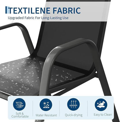 Stackable Outdoor Patio Dining Chairs Set of 4 – High Back Textilene Chairs - Image 5