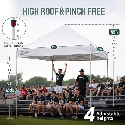 CROWN SHADES 8x8 Pop Up Canopy Tent,Commercial Canopy Tent Heavy Duty with 4" Wheels,4 Upgraded Weights,Patented Centerlock,400D Strength Oxford Fabric, Sto'N Go Bag,for Parties, Events, Camping,White
