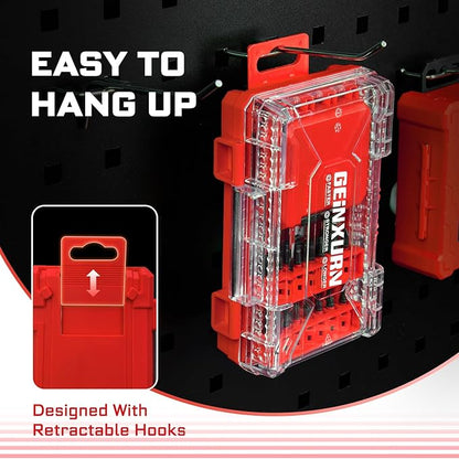 65Pieces Impact Screwdriver Bits Set, Magnetic S2 Steel Phillips/Slotted/Square/Torx Insert Power Bits Tips, Impact Bit Holder with Red Storage Box Case