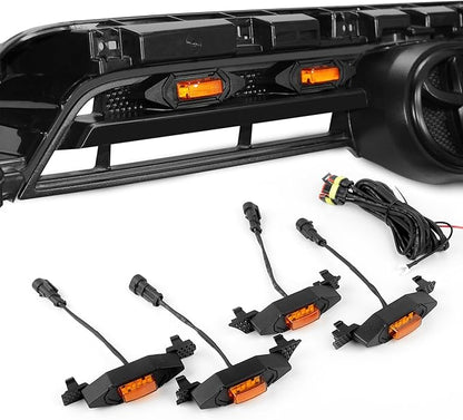SEVEN SPARTA 4 PCS Grill Led Lights Compatible with Toyota 4Runner 2020-2024, Including SR5, TRD Sport, Off-Road, Premium and Limited Grille, Fuse and Instruction Included (Amber)
