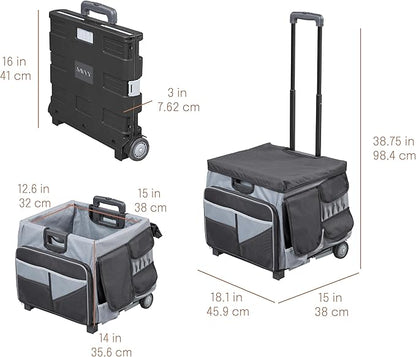 Mobile Utility Cart with Storage Organizer Bag, Rolling Cart, Black/Grey