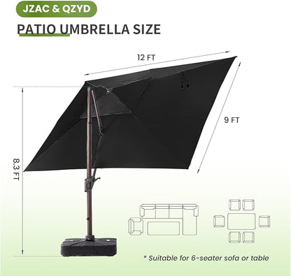JZAC & QZYD 9x12 FT Cantilever Offset Patio Umbrella - Image 4