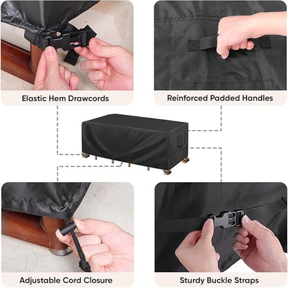 BALEINE Patio Furniture Covers, Outdoor Furniture Covers Waterproof, Heavy Duty Oxford Patio Table Cover for Outdoor Table, Chair, Sofa, Desk (Black 111"L×74"W×30"H)