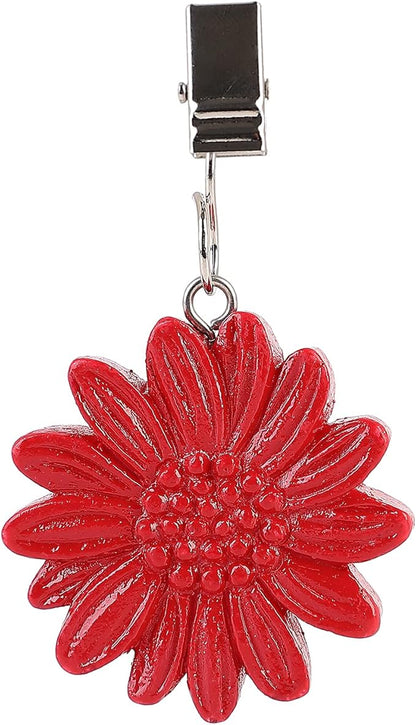 TwoFish Home Set of 4 Red Sunflower Resin Table Cover Tablecloth Weights Clips Handicraft Tablecloth Clamps Pack of 4