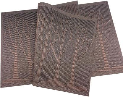 Gugrida Place Mats PVC Set of 6, Table Placemats Set of 6 PVC Mat Table Mats Natural Color (6 pcs, Coffee Tree)