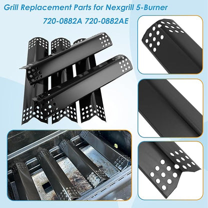 Replacement Parts Kit for Nexgrill Evolution Infrared Plus 5-Burner 720-0882A 720-0882AE 730-0882 730-0882AE, Heat Shield and Burner Kit for Nexgrill Replacement Parts 5 Burner