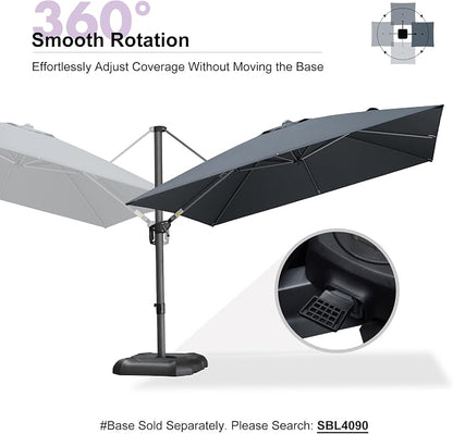 PURPLE LEAF Patio Umbrella Outdoor 10' x 10' Square 360° Rotation Grey | - Image 8