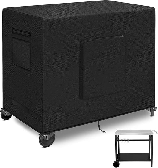 Outdoor Bar Cart Cover for 48 Inch BBQ Food Prep Table, Kovshuiwe Heavy Duty 600D Oxford Fabric Outdoor Dining Cart/BBQ/Worktable Metal Movable Table Waterproof Cover