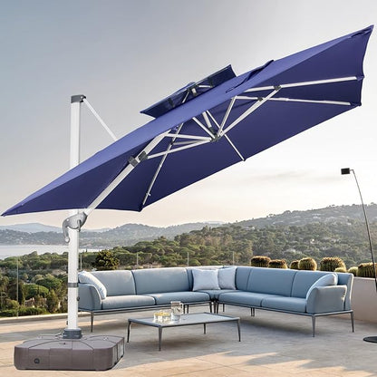 Cantilever Patio Umbrella with Cross Base and Cover Included by MojiaOutdoorFurniture