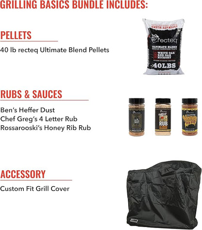 recteq Pellet Grill RT-B380X Bullseye Deluxe + Grilling Basics Bundle, WiFi Enabled Electric Pellet Smoker Grill, BBQ Outdoor, Smoke, Sear, and More