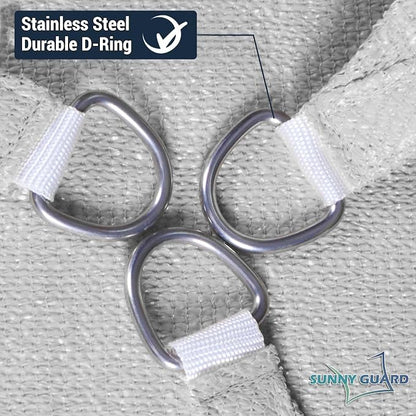 SUNNY GUARD Custom Size 8'x15' Silver Grey Sun Shade Sail Rectangle UV Block - Image 6