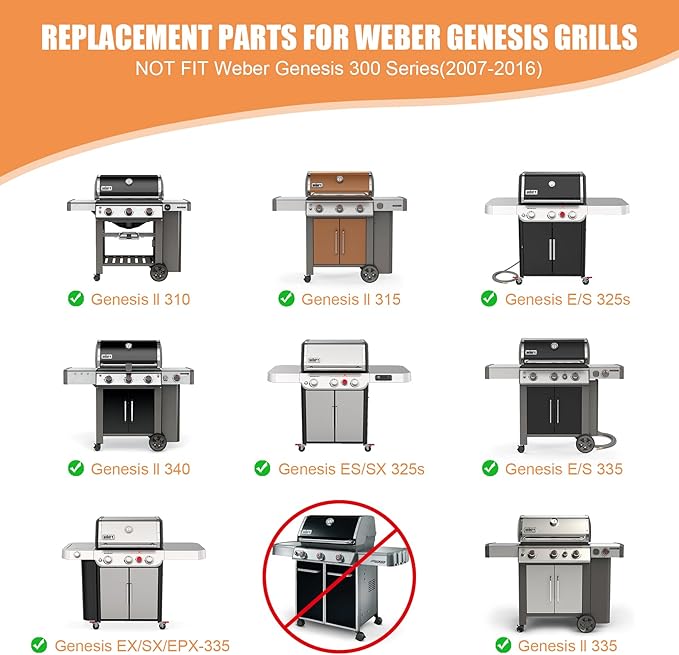 Genesis Grill Replacement Parts 7524 7528 Grates 7621 7620 Flavorizer Bars for Weber Genesis 300 Grills with Front Controls Knobs, Genesis 300 310 330 E330 E310 S310 S330 EP330 S320 E320 Grill Parts