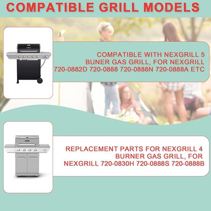 Replacement Grill Parts for Home Depot Nexgrill 5 Burner 720-0888A 720-0888 720-0888N 720-0888S,Cooking Grates & Heat Plates for Nexgrill 4 Burner 720-0830 720-0830HM 720-0830H,Stainless Steel