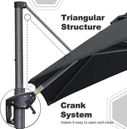 PURPLE LEAF Patio Cantilever Umbrella 10' x 13' Large Space - Image 4