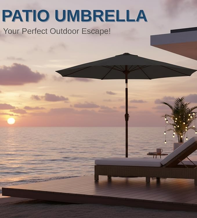 9FT Auto-Tilt Patio Umbrella|Outdoor Market Table Umbrella - Image 8