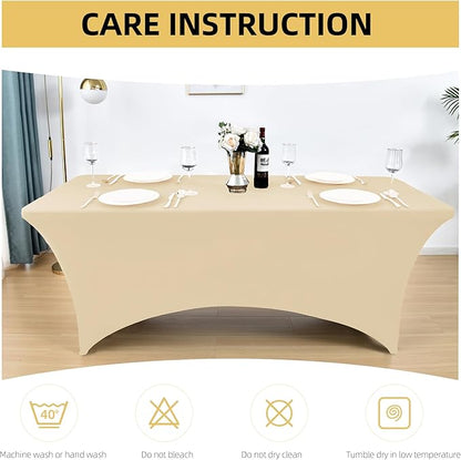 6-Pack 6ft Spandex Table Covers for Rectangle Standard Folding Tables - Wrinkle Resistant Stretch Tablecloths - Ultimate Fitted Table Protector for Parties, Trade Shows, Wedding