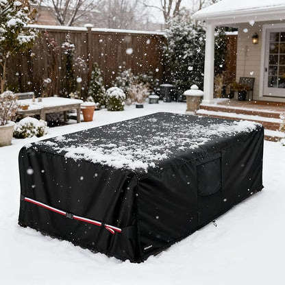 Rectangular Patio Furniture Covers,Upgraded 600D Heavy Duty Outdoor Furniture Covers Waterproof,Outdoor Sectional Dining Table and Chairs General Purpose Furniture Set Cover,126"L × 74"W × 28"H,Black