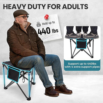 FUNDANGO Folding Tripod Stool, 2 Pack Lightweight Portable Fishing Chair with Thick Padded Seat, 440 Lbs Heavy Duty Outdoor Camping Chairs with Carry Bag for Walking Hunting Hiking Travel