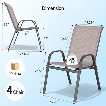 Patio Chairs Set of 4, Stackable Outdoor Dining Chairs | All Weather Dining Set - Image 2