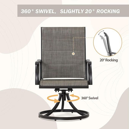 Outdoor 360-degree Swivel Dining Chairs Set of 6, Ergonomic Designed, Breathable - Image 4