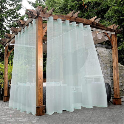 BONZER Sheer Outdoor Curtains for Patio Waterproof 2 Panels | Wide Grommet by Bonzer