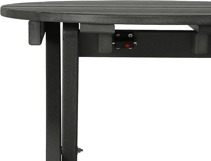 Costaelm Paradise HDPE Outdoor 24.5 Inch Round Portable Folding Patio Dining Table, Gray