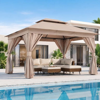 10'x13' Outdoor Gazebo, Heavy Duty Metal Frame Patio Canopy by LAUSAINTHOME