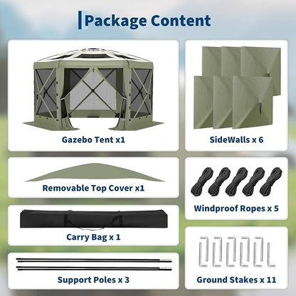 11.5FT Pop-Up Gazebo Tent with Mesh Netting, Removable Top & Wind Cloths | - Image 9