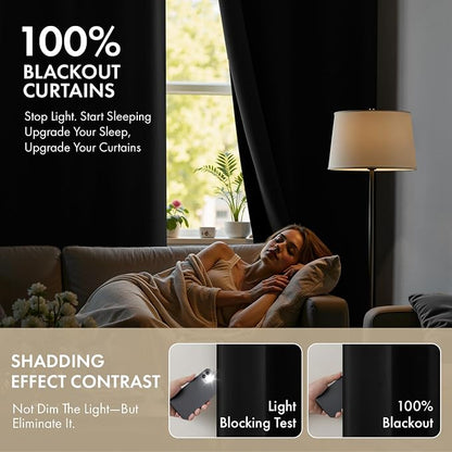 MIULEE Black 100% Blackout Curtains - Image 2