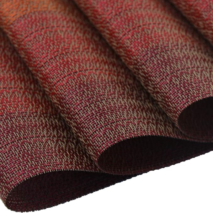 Vinyl Placemats,Washable Table Mats Easy to Clean Woven Placemats for Dining Table Set of 4(Red)