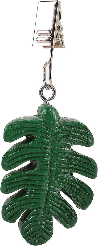 TwoFish Home Set of 4 Resin Green Leaves Tablecloth Weights Clips Handicraft Green Leaves Tablecloth Clamps Pack of 4