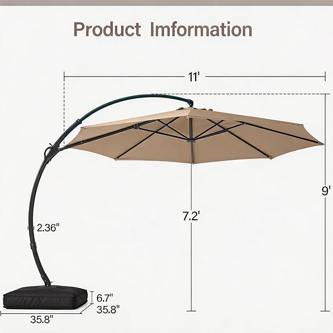 11ft Patio Cantilever Umbrella - Image 5