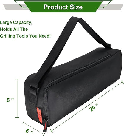 Grill Tool Organizer, BBQ Tool Storage Bag - 20" Heavy-Duty Storage Bag Waterproof 600D Oxford, Folding Design Gift for Camping, Tailgates, Outdoor BBQ Parties (20" Lx6 Wx5 H)