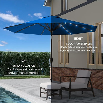 9FT Patio Umbrella with Solar Lights, Outdoor Market Umbrella with Tilt and - Image 2