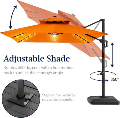 Best Choice Products 9x12ft LED Cantilever Patio Umbrella w/Base Included & - Image 5