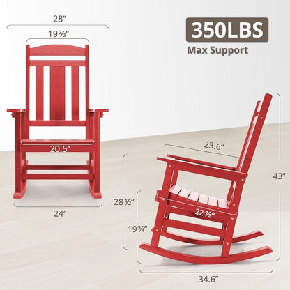LUE BONA Rocking Chair Outdoor, Weather Resistant Poly Plastic Rocker Chairs - Image 2