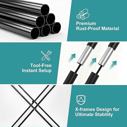 Trash Bag Holder Stand, Foldable Metal Garbage Bag Frame Fits 30-50 Gallon, Portable Yard Leaf Bag Holder for Lawn Cleanup, Camping, Weeding, Parties