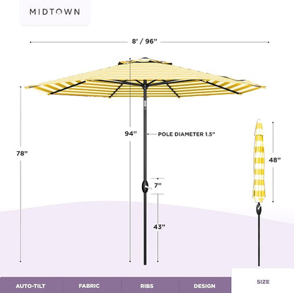 Midtown Umbrellas 10-Year-No-Fade - 8 Ft - UV Proof White/Yellow Stripes Fabric - Image 6