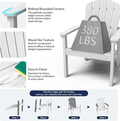 Compact Stackable Adirondack Chairs, All Weather HDPE, All-Weather - Image 5