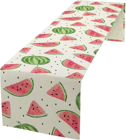 Watermelon Table Runner, Spring Summer Watermelon Theme Table Runner for Party Decoration Dining Room Holiday Home Kitchen 13x60in