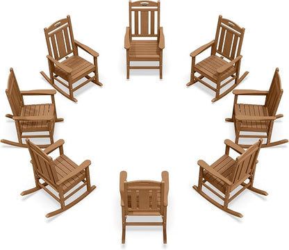 Oversized Outdoor Rocking Chairs Set of 8, 380lbs Heavy-Duty Large Patio Rocker by CIOKEA