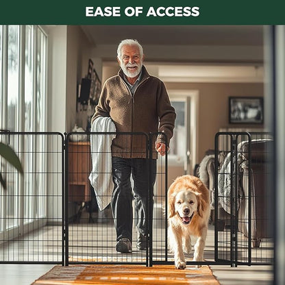 FXW Dog Gate Extra Wide Designed for Indoor Use, Adjustable Width Up to 83-inch Wide (45" H 3 Wire Panels for Large Dogs), Black