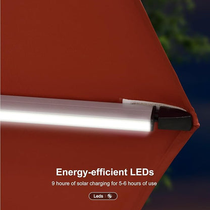 PURPLE LEAF Cantilever Umbrella 13ft Solar LED Light Double Top, Brick Red | - Image 4