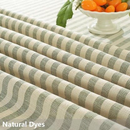 TruDelve Round Table Cloths 60 Inch Fits for Round Tables from 35" to 45" in Diameter, Green Striped Cloth Tablecloths (Green,60",Round)