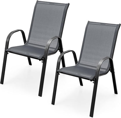 COSTWAY Patio Stackable Dining Chairs Set of 2 by COSTWAY