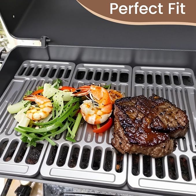 PCBZ0A (3-Pack) 6 1/4 inch wide Adjustable Cast Iron Cooking Grate Replacement for BBQ Grills Gas Eletric Grills, Universal Cooking Grids Extend from 14" up to 20" L