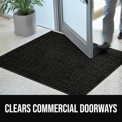 GORILLA GRIP Waterproof Traffic Guard Door Mat, 70x24, Heavy Duty Entryway Mats, Strong Rubber Back Commercial Utility Rugs for Office Hallway, Garage Floor and Home, Low Profile Carpet Runner, Black
