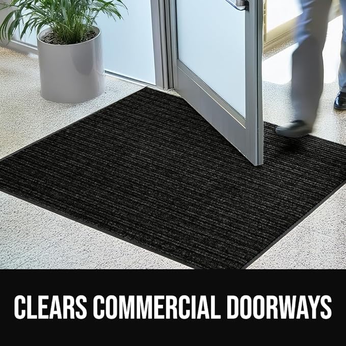 GORILLA GRIP Waterproof Traffic Guard Door Mat, 72x48, Heavy Duty Entryway Mats, Strong Rubber Back Commercial Utility Rugs for Office Hallway, Garage Floor and Home, Low Profile Carpet Runner, Black