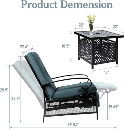 SUNCROWN Outdoor Recliner Chairs Patio Adjustable Relaxing Chair Outdoor Metal - Image 4