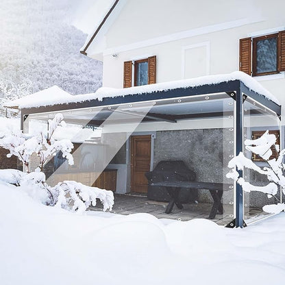 15oz Outdoor Clear Curtain, PVC Vinly Outdoor Clear Panel Curtain, Weather Resistant Outdoor Curtain for Pergola, Porch, Gazebos, with Rustproof Grommets-10'H x 10'W(120''W x 120''L,H=L)